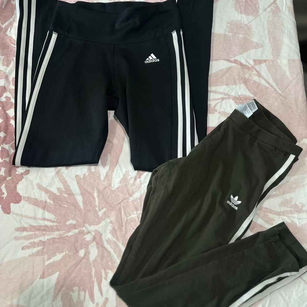 Adidas Black and Green Leggings Set